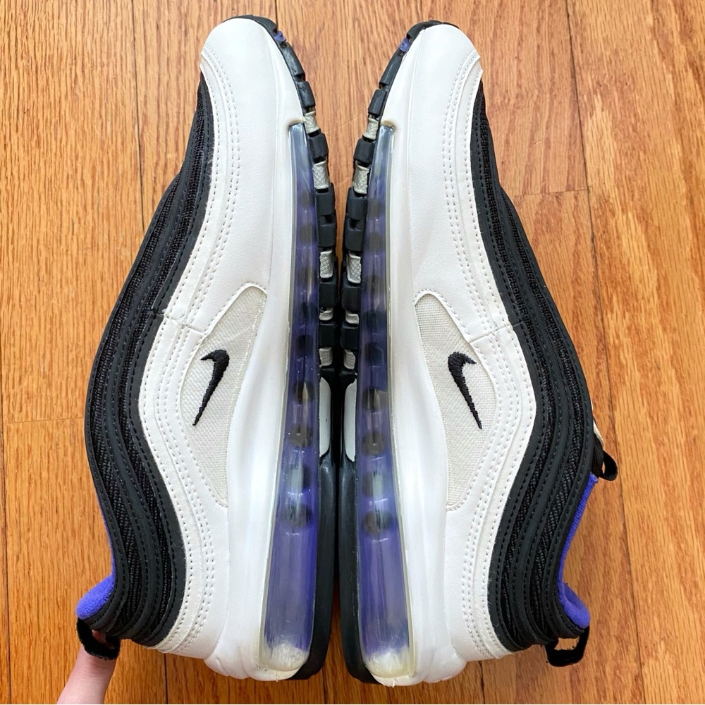 NIKE PERSIAN VIOLET BLUE WHITE BLACK AIR MAX 97 LACE UP CLEAR TUBE SNEAKERS - Picture 5 of 11